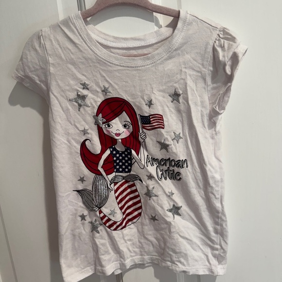 The Children’s Place 3T Girls American Cutie White Short Sleeve Mermaid T-Shirt - Picture 1 of 6